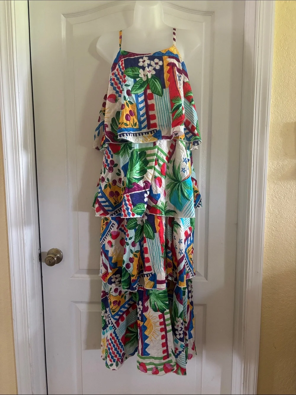 Blakeley S/M Tropical Multi-Color Tiered Maxi Dress